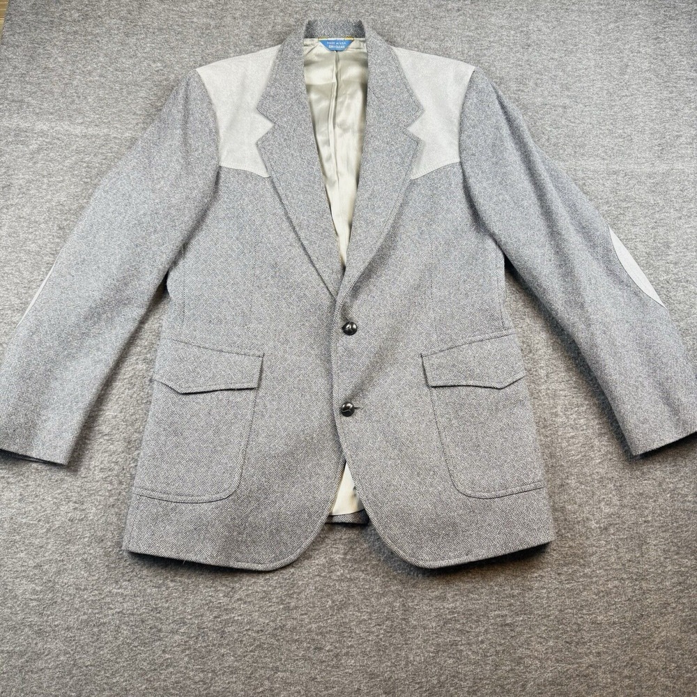 Pendleton Suit Jacket Mens 42 Long Tweed Sports Coat Blazer Elbow Patches Wool